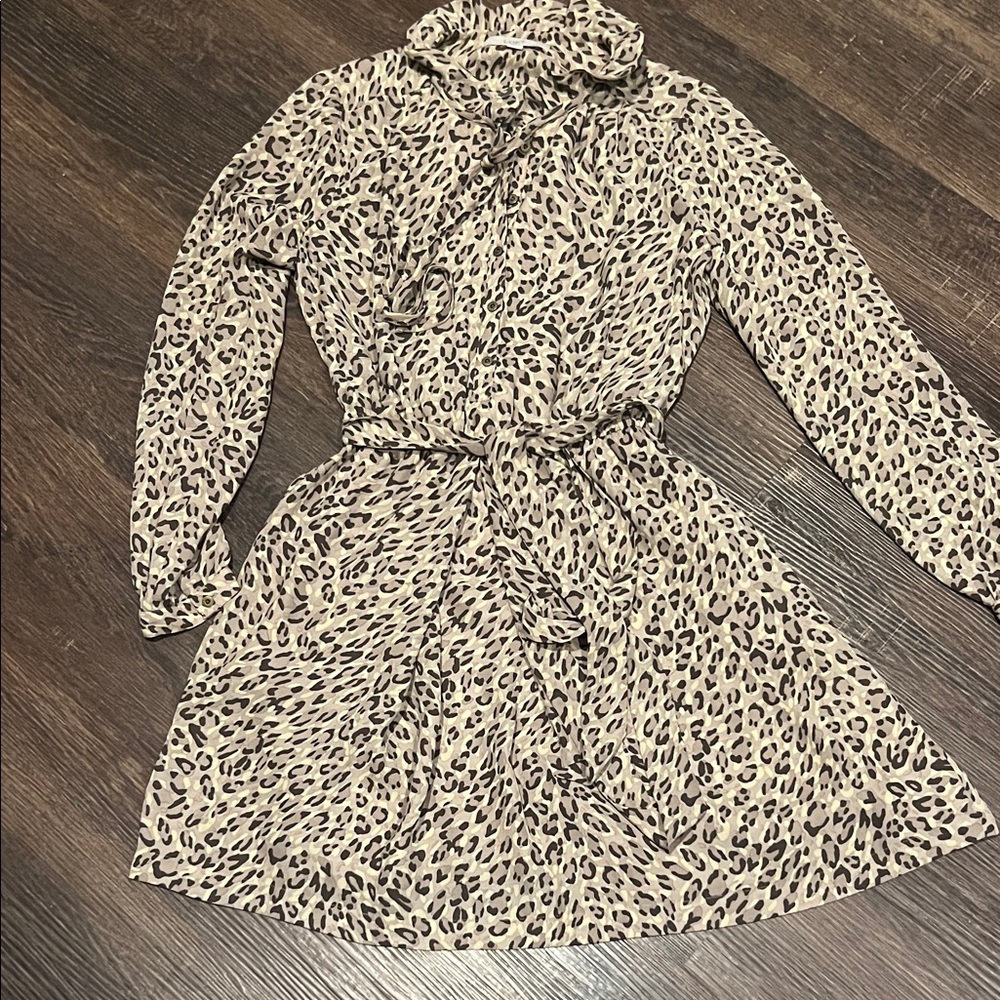 LOFT Animal Print Tie-Waist Dress
